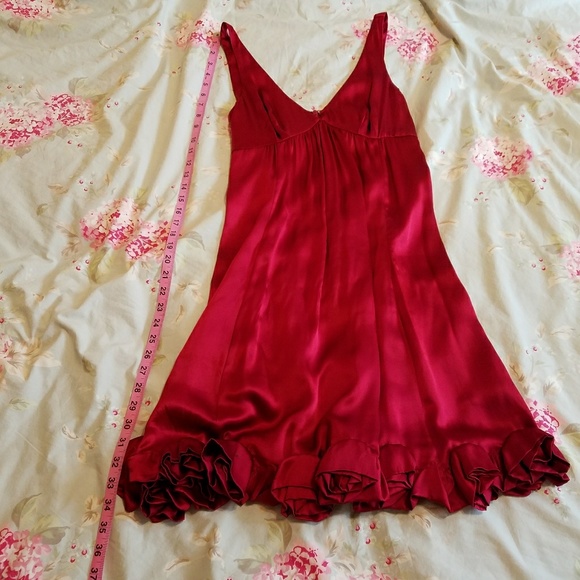 Vintage Red 100% Silk Rebecca Taylor Cocktail Dress Size 0 - Picture 3 of 8